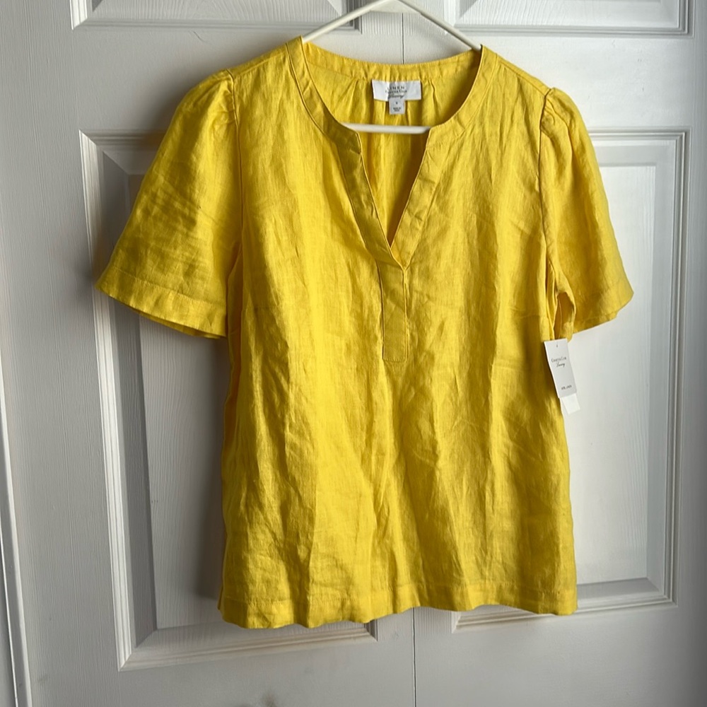 Bright yellow linen top